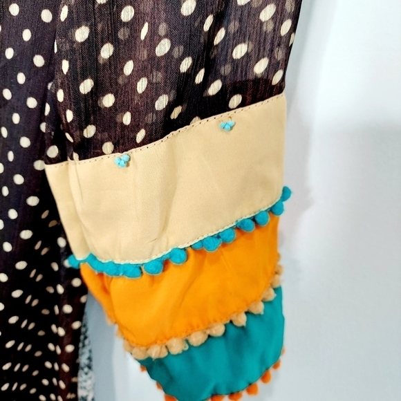 Boho Maxi Dress Smocked Tassled Print Flared Flowy Coachella Festival Sz Small - Picture 10 of 16